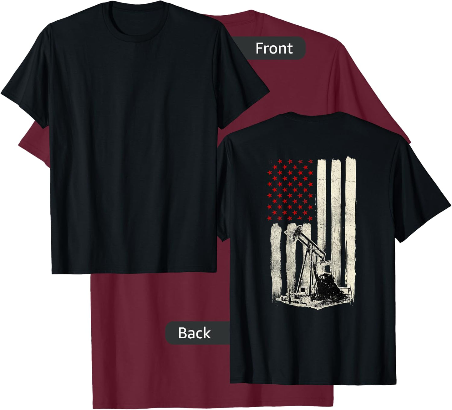 Oilfield Workers Oil Rig Roughneck Design On Back T-Shirt - T-Shirt | Maroon