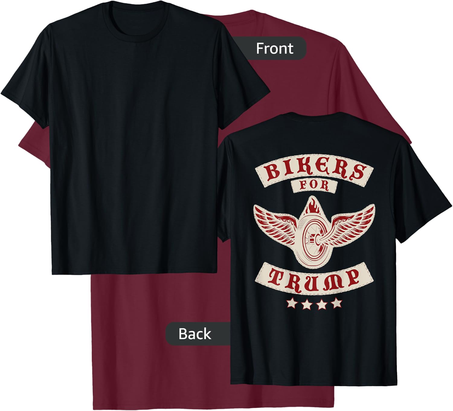 Bikers For Trump 2020 MC ( Design on Back) T-Shirt - T-Shirt | Maroon