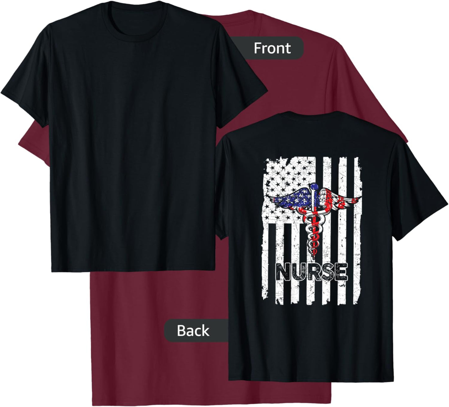 Vintage Nurse Nursing American Flag Patriotic 4th of July T-Shirt - T-Shirt | Maroon