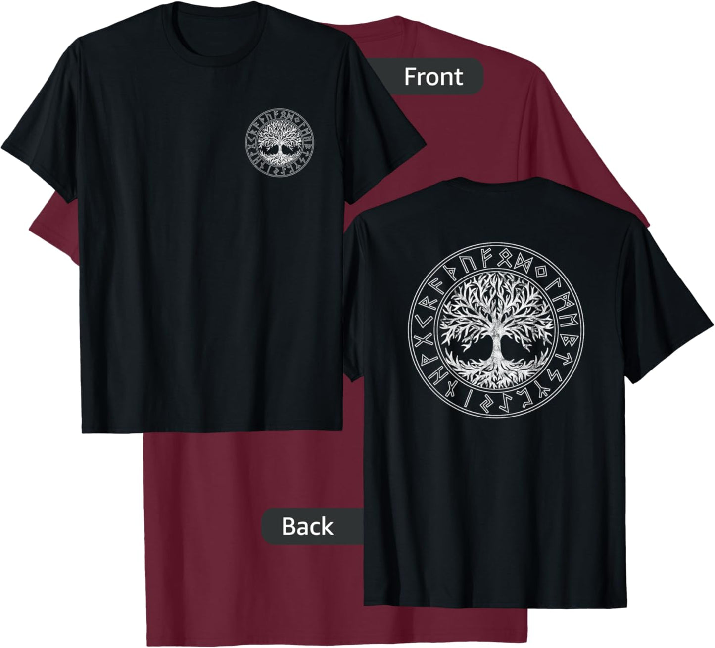 Tree of Life, Rune Circle, Celtic Tree of Life, Viking T-Shirt - T-Shirt | Maroon