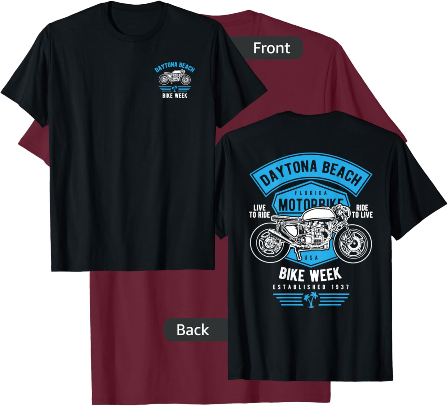 Daytona Beach Bike Week Retro Motorcycle Design Men Women Kids T-Shirt - T-Shirt | Maroon