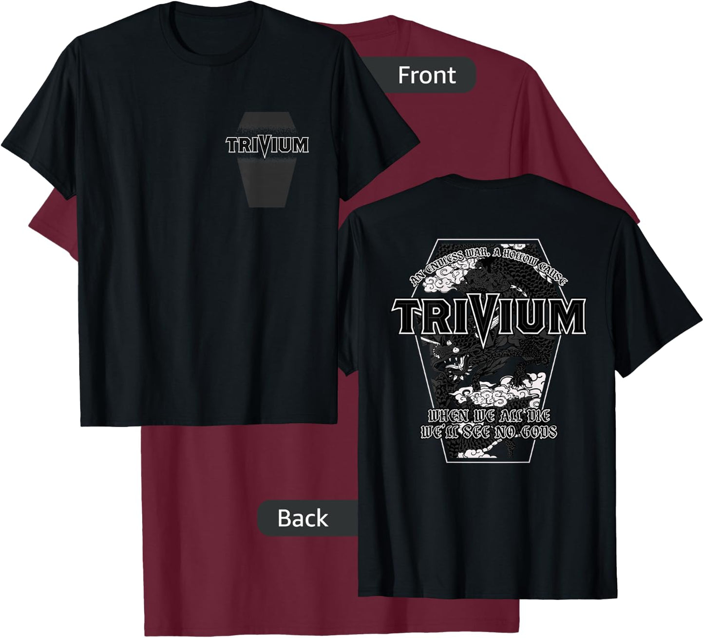 Trivium No Gods Double Sided T-Shirt - T-Shirt | Maroon