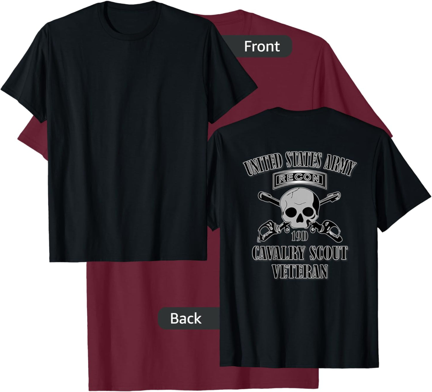 U.S. Army Cavalry Scout Veteran (Back Design) T-Shirt - T-Shirt | Maroon
