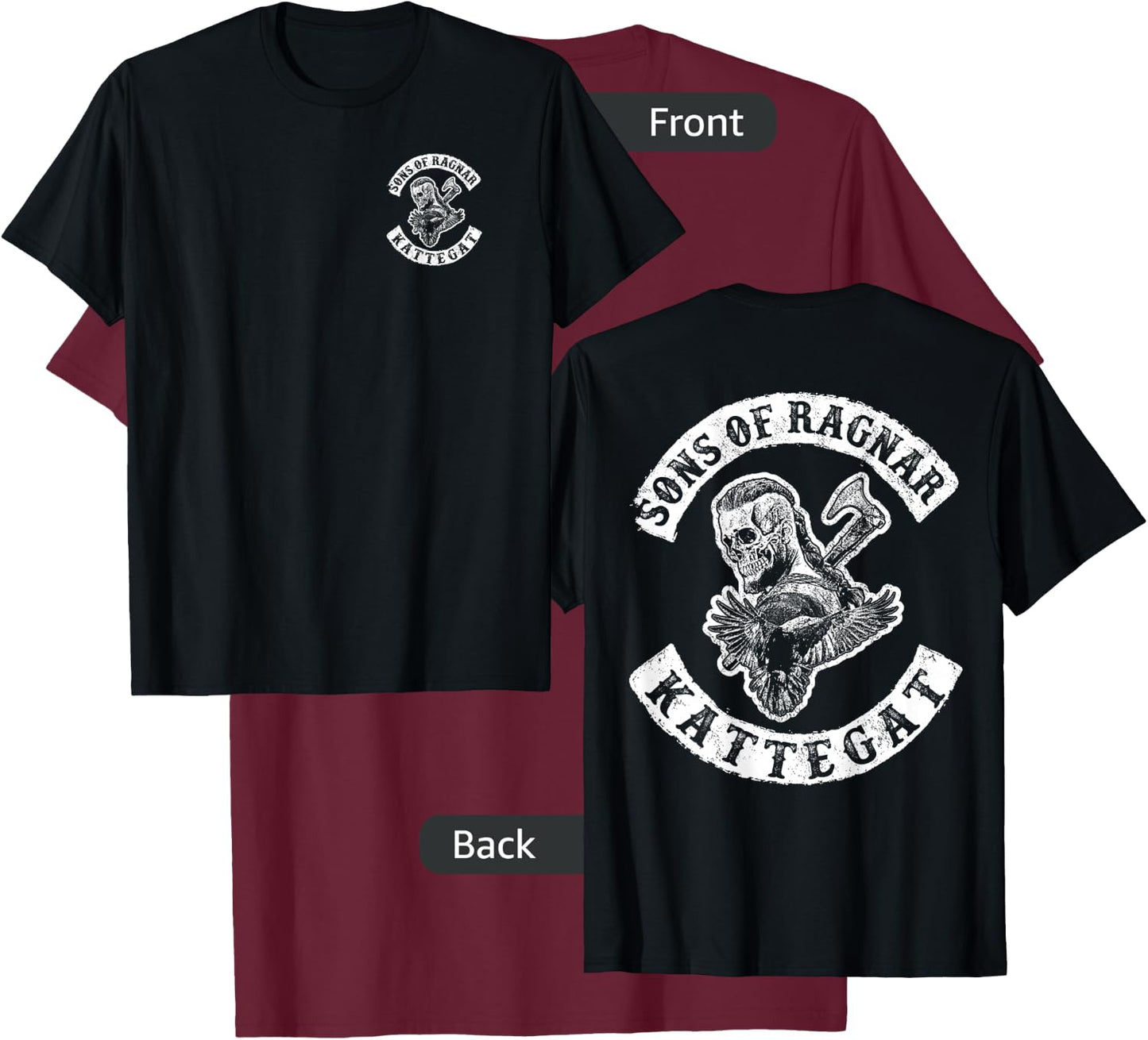 Sons of Ragnar - Kattegat (both sides) T-Shirt - T-Shirt | Maroon