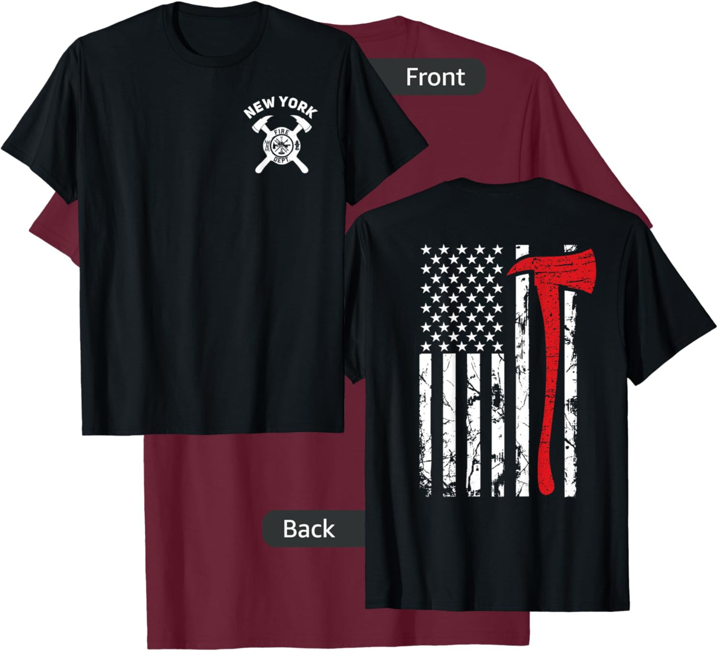 City Of New York Fire Department New York Firefighter T-Shirt - T-Shirt | Maroon