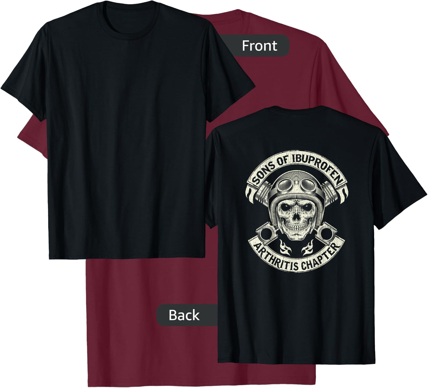 BACK PRINT Vintage Son of Ibuprofen Funny Biker T-Shirt - T-Shirt | Maroon