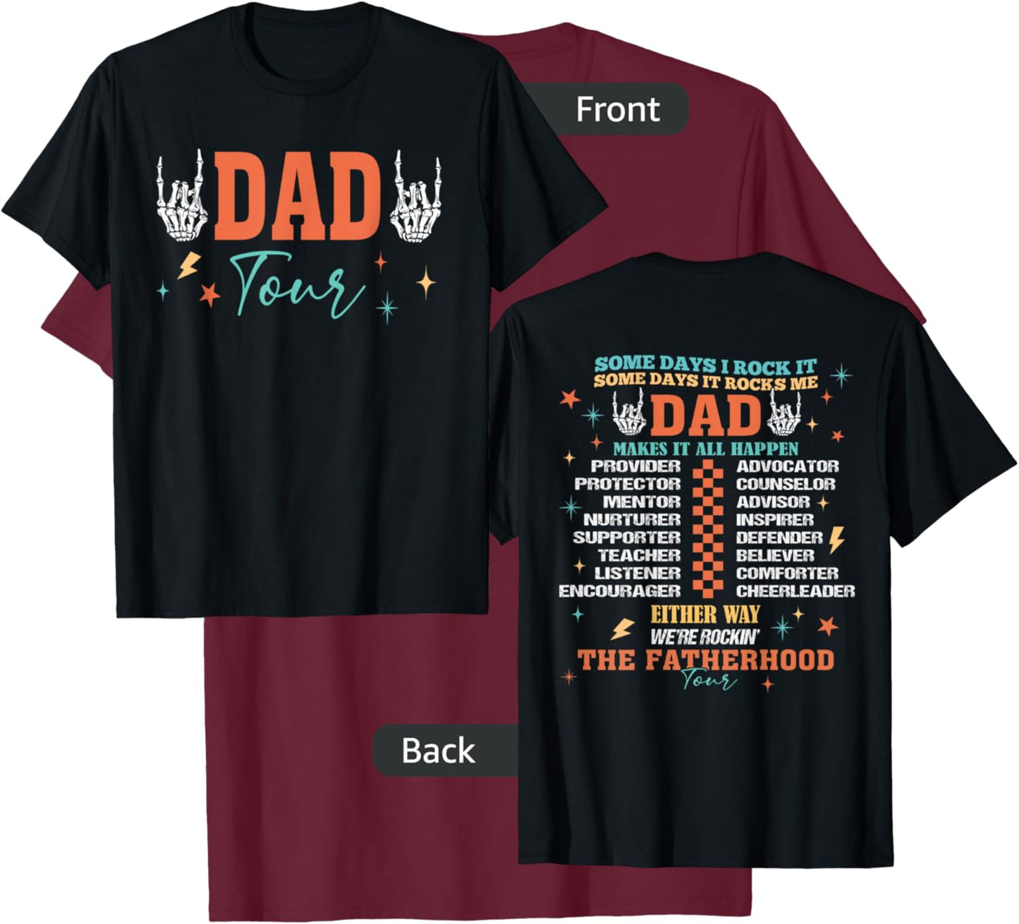 The Fatherhood Tour Dad Joke Rockin' Dad T-Shirt - T-Shirt | Maroon