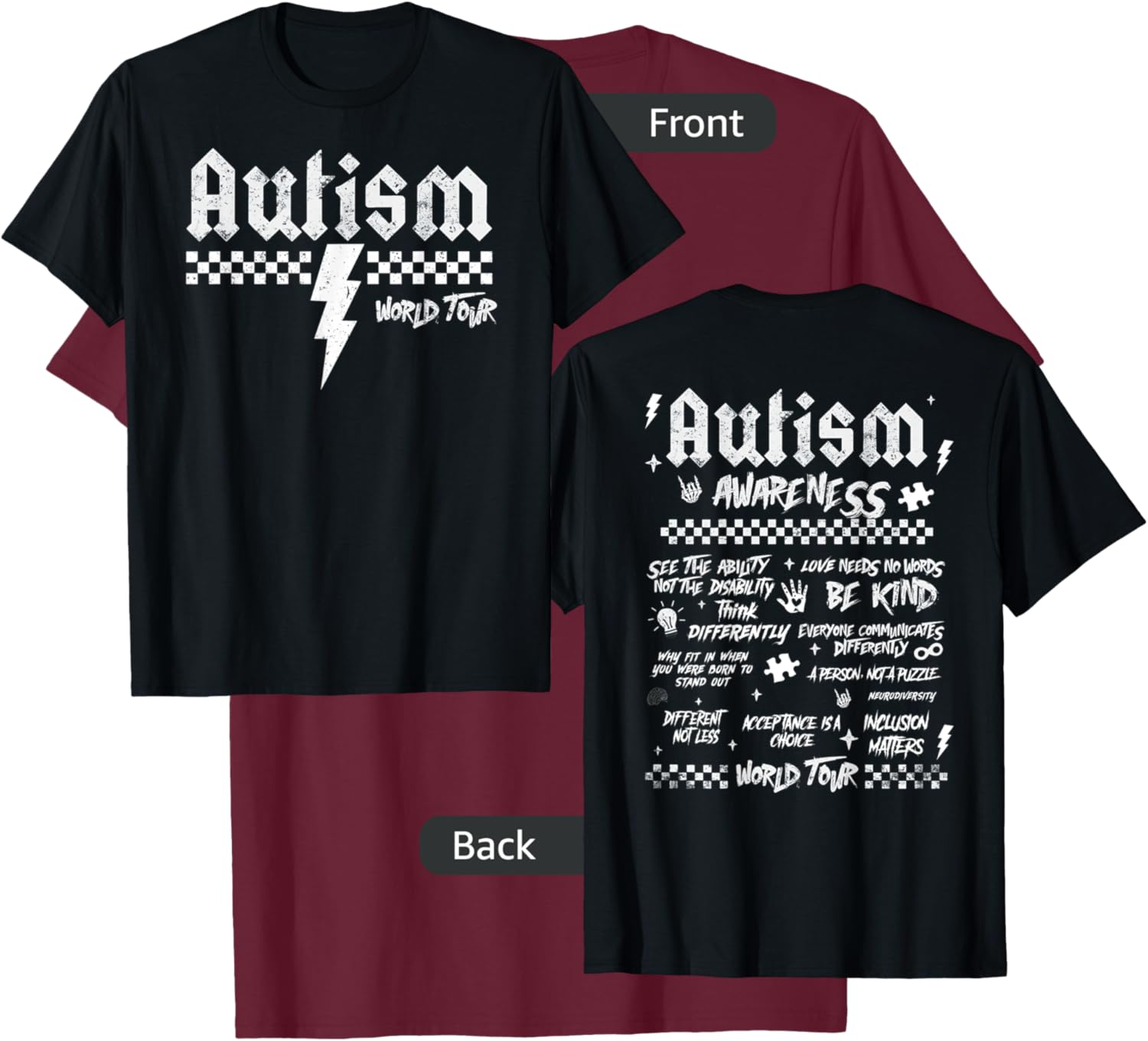 Autism World Tour Autism Awareness Mom Mama Be Kind T-Shirt - T-Shirt | Maroon