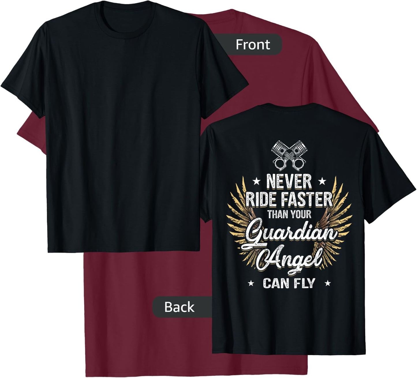 Motorcycle Biker Bell Guardian Angel Christian Biker Prayer T-Shirt - T-Shirt | Maroon