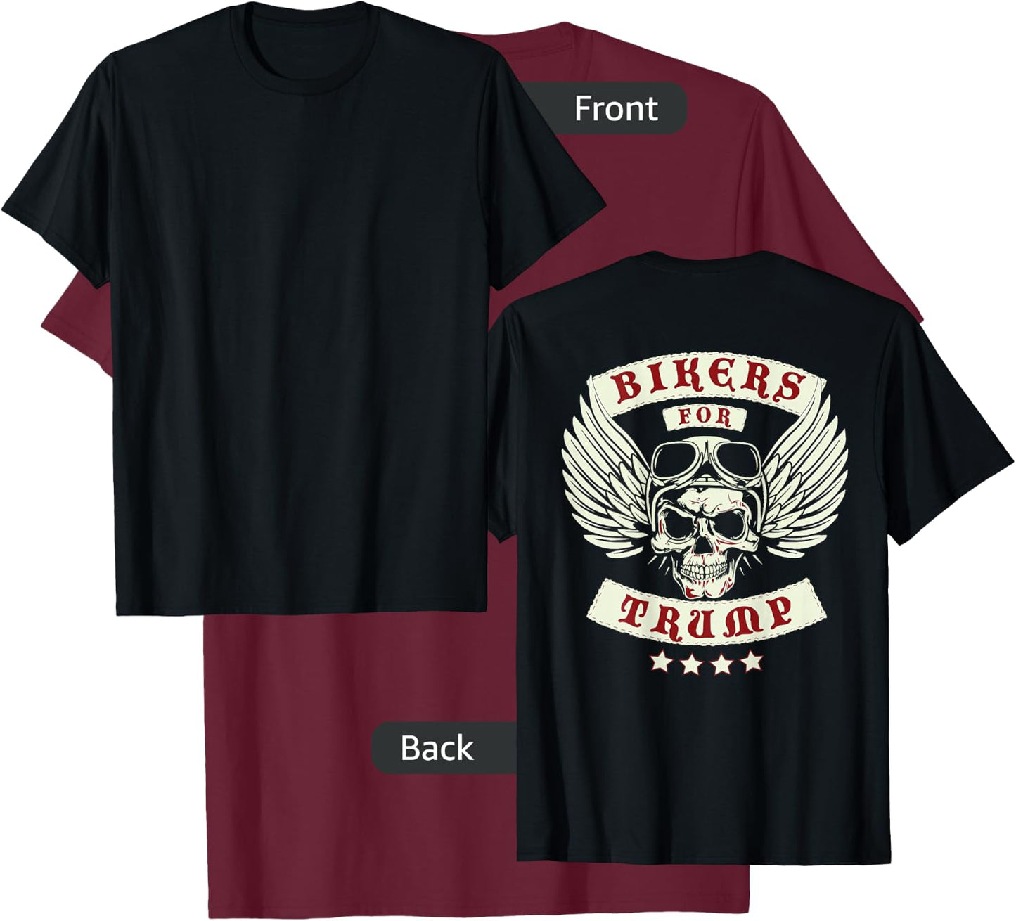 Bikers For Trump | Motorcycle Trump (Design on Back) T-Shirt - T-Shirt | Maroon