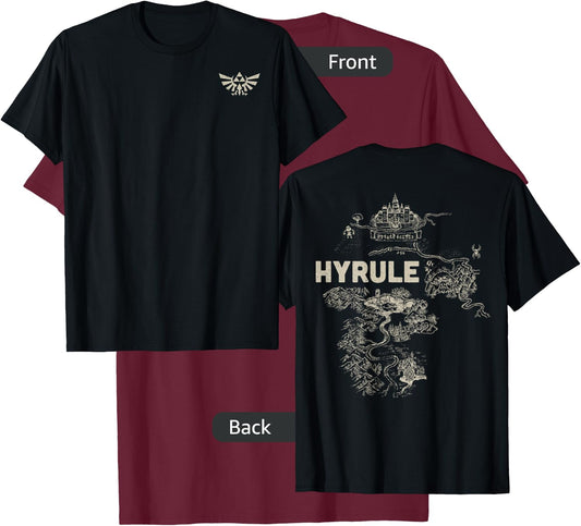 The Legend Of Zelda Hyrule Crest And Map T-Shirt - T-Shirt | Maroon