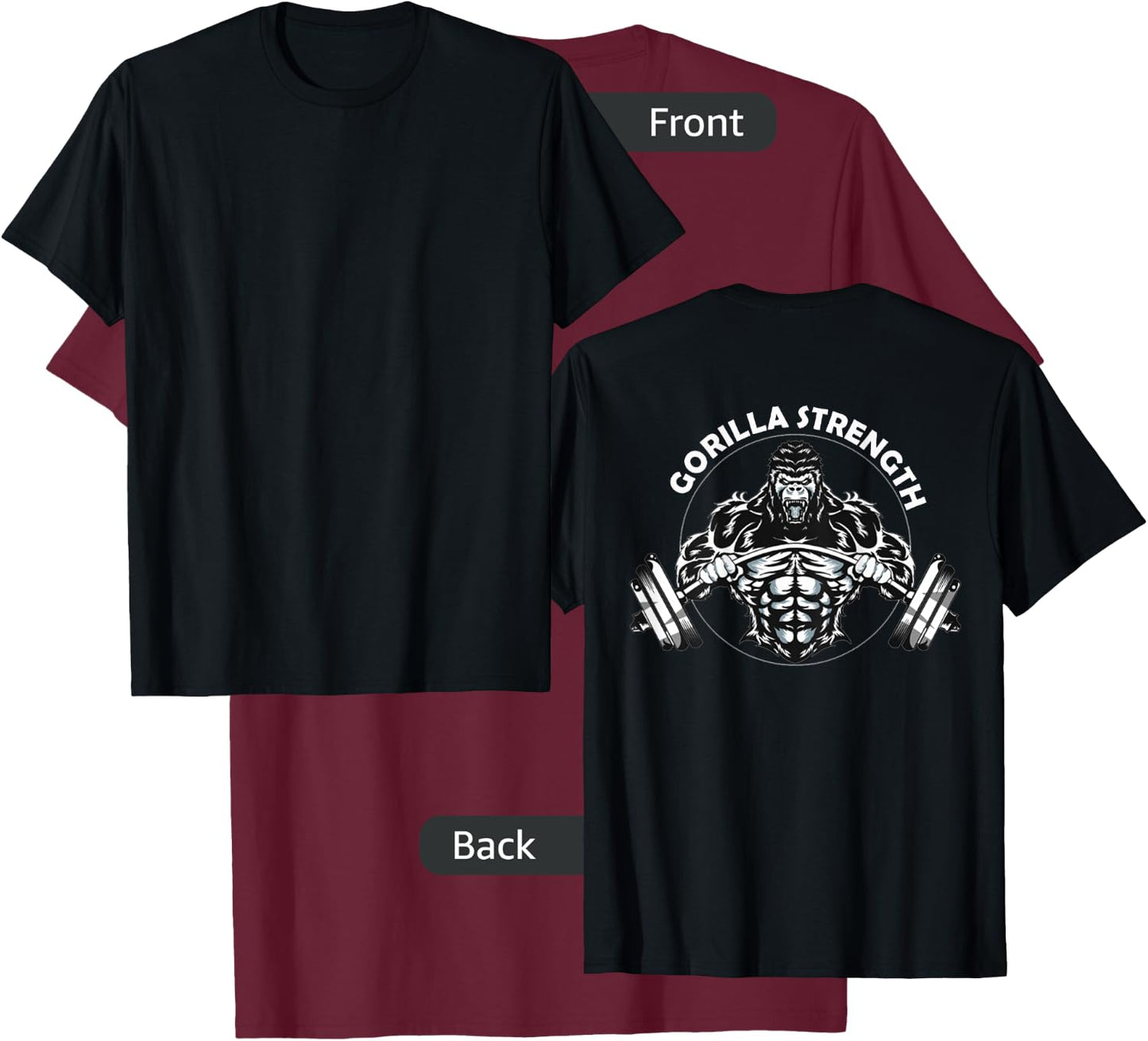 Gym Beast Gorilla Strength Apparel - Men's Classic Gym - Black - Small - Short Sleeve - - Classic Fit - Imported T-Shirt - T-Shirt | Maroon