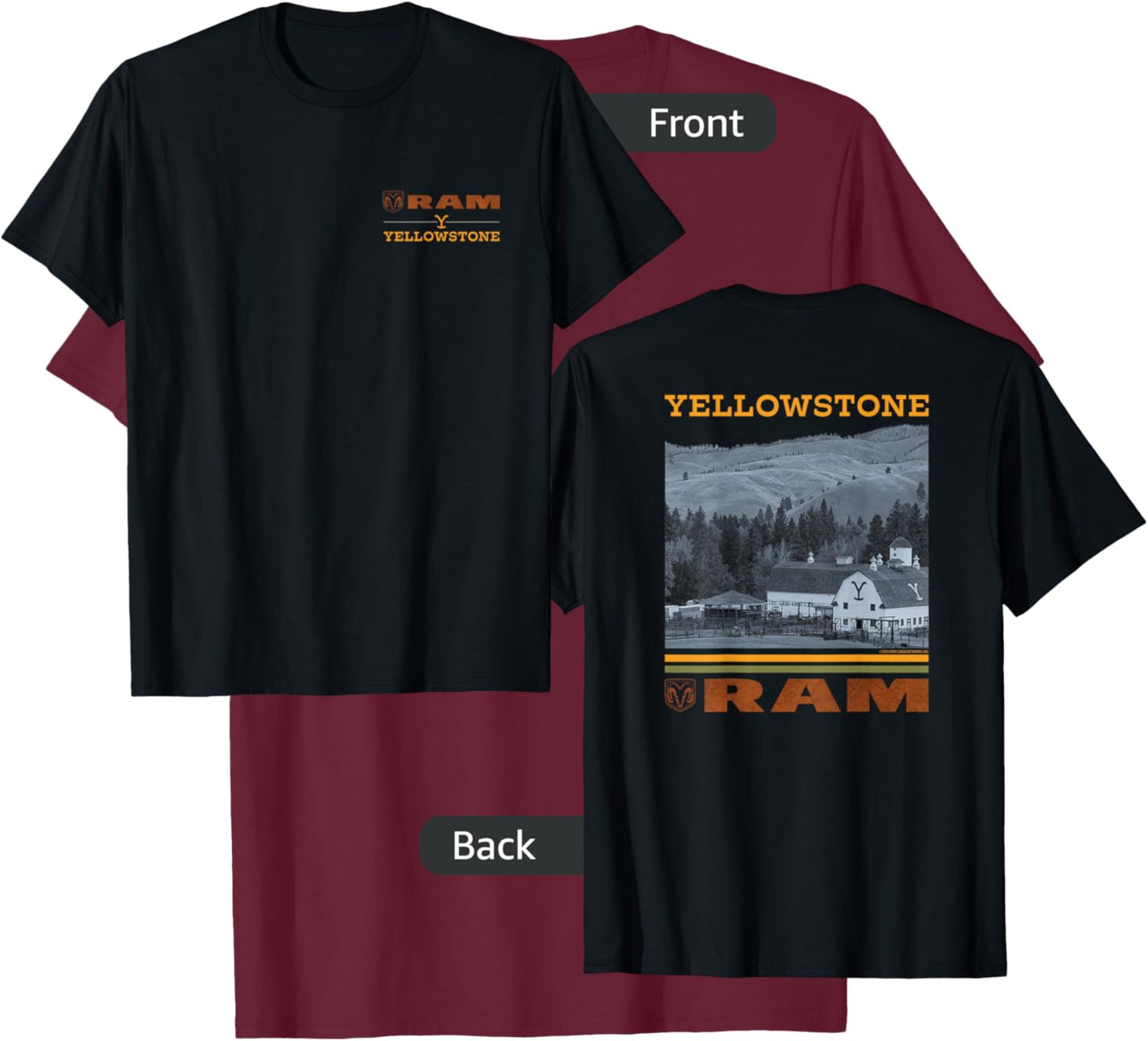 Yellowstone x Ram Trucks Scenic T-Shirt - T-Shirt | Maroon