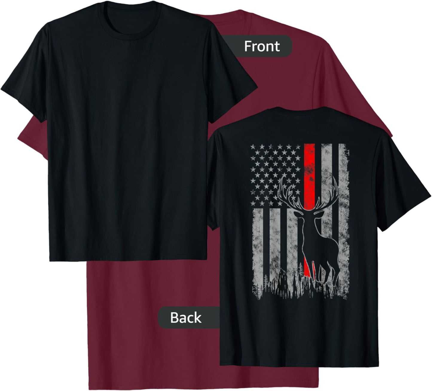 Thin red line whitetail deer hunting flag T-Shirt - T-Shirt | Maroon