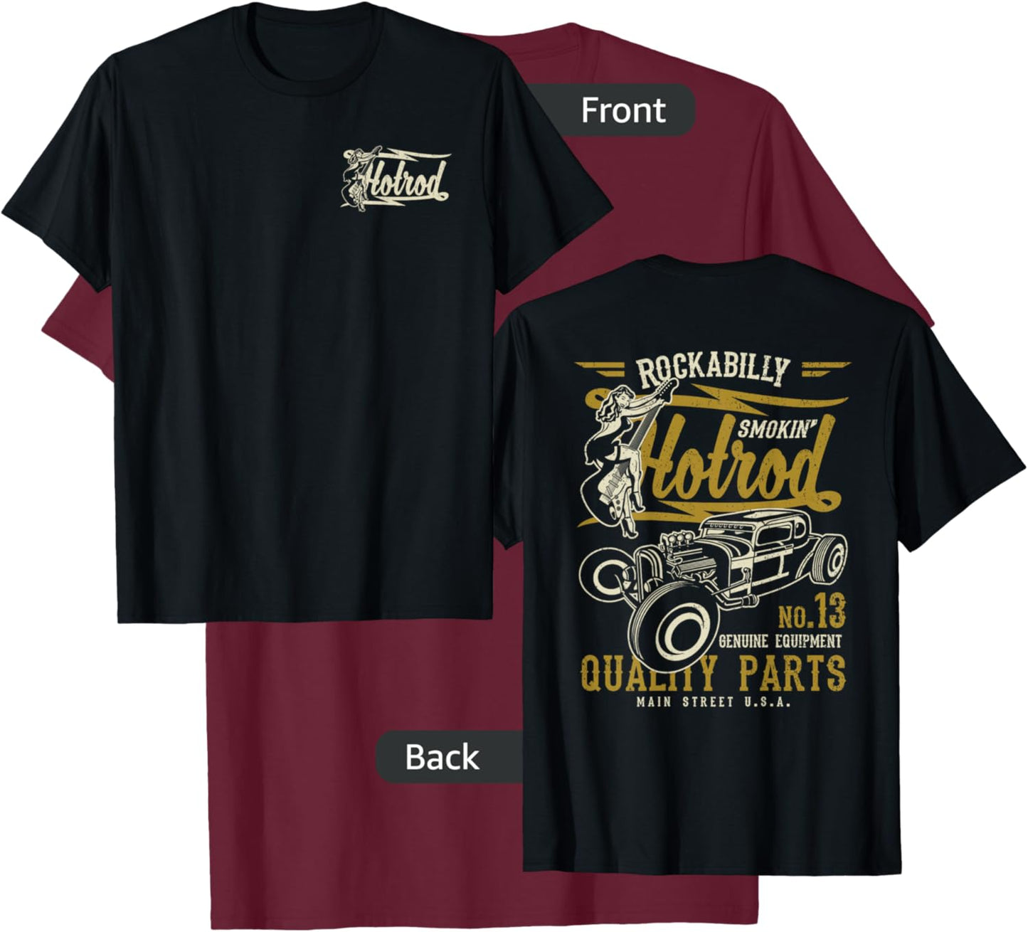 Retro Vintage Style Hotrod Distressed Design T-Shirt - T-Shirt | Maroon