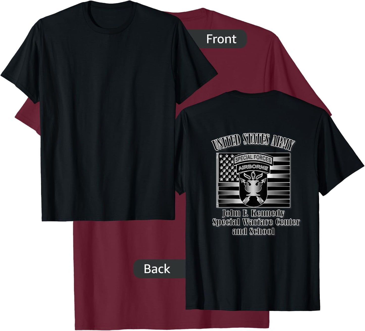 J.F.K. Special Warfare Center and School (Back Design) T-Shirt - T-Shirt | Maroon