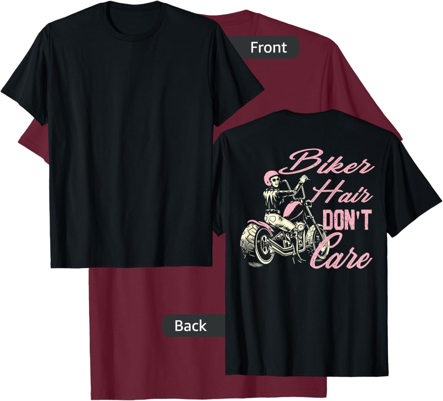 Bike Hair Don't Care Bike Lovers Women Motorcycle On Back T-Shirt - T-Shirt | Maroon
