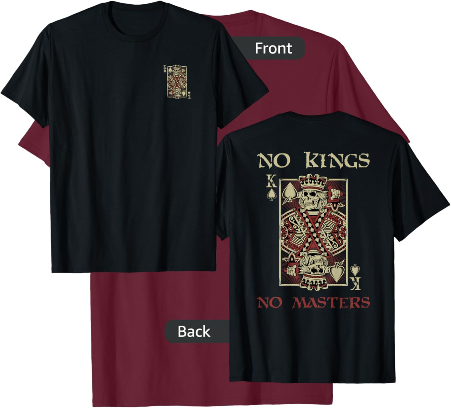 NO KINGS. NO MASTERS Defiant Autonomous Bold Free T-Shirt - T-Shirt | Maroon