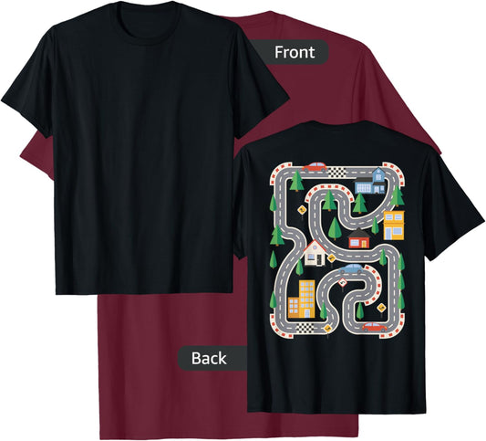 Cool Playmat Race Car Track On Back Dad Race car Mat T-Shirt - T-Shirt | Maroon