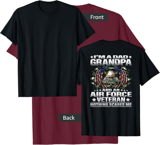 I'm a Dad Grandpa And An Air Force Veteran Nothing Scares Me T-Shirt - T-Shirt | Maroon