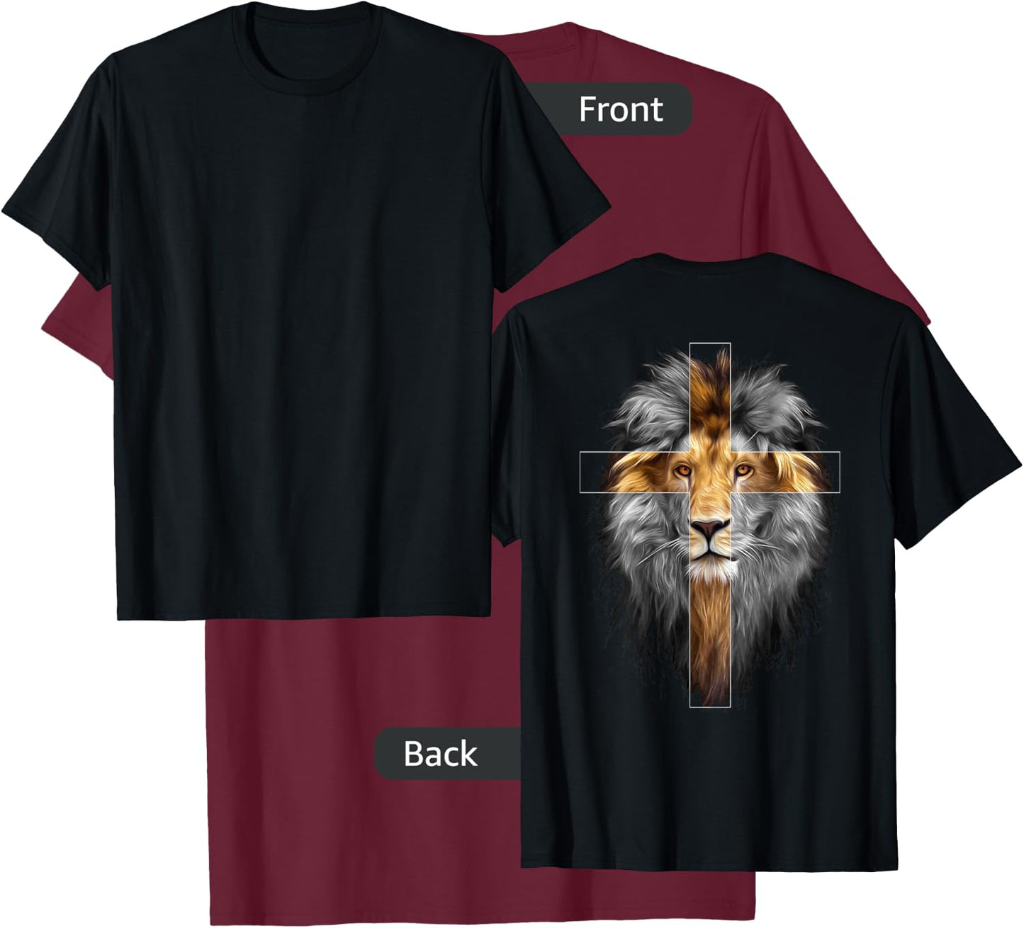 Jesus Lion of Judah Back Side T-Shirt - T-Shirt | Maroon