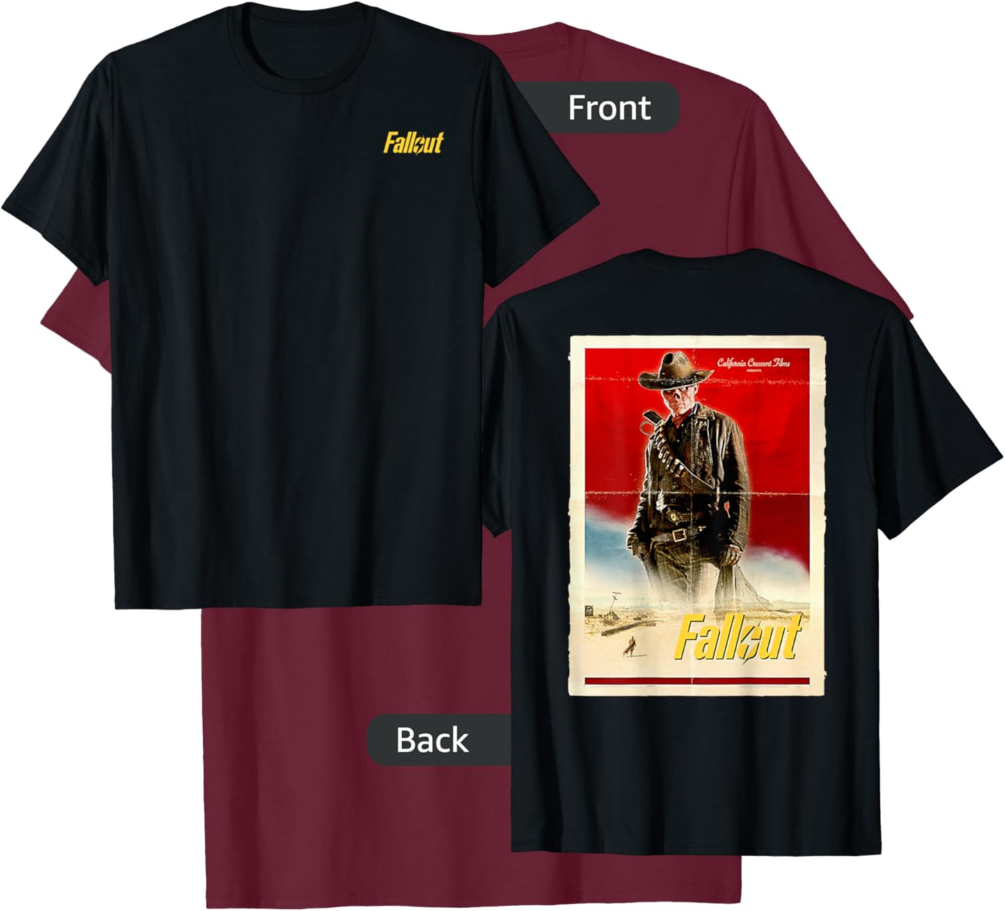 Fallout - The Ghoul Retro Western T-Shirt - T-Shirt | Maroon