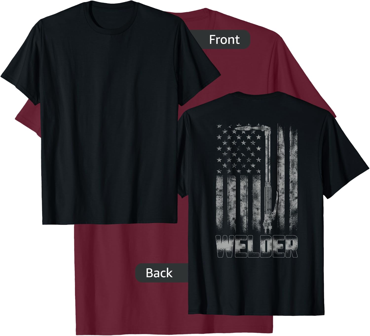 Distressed Welder American flag shirt USA Patriotic Welder T-Shirt - T-Shirt | Maroon