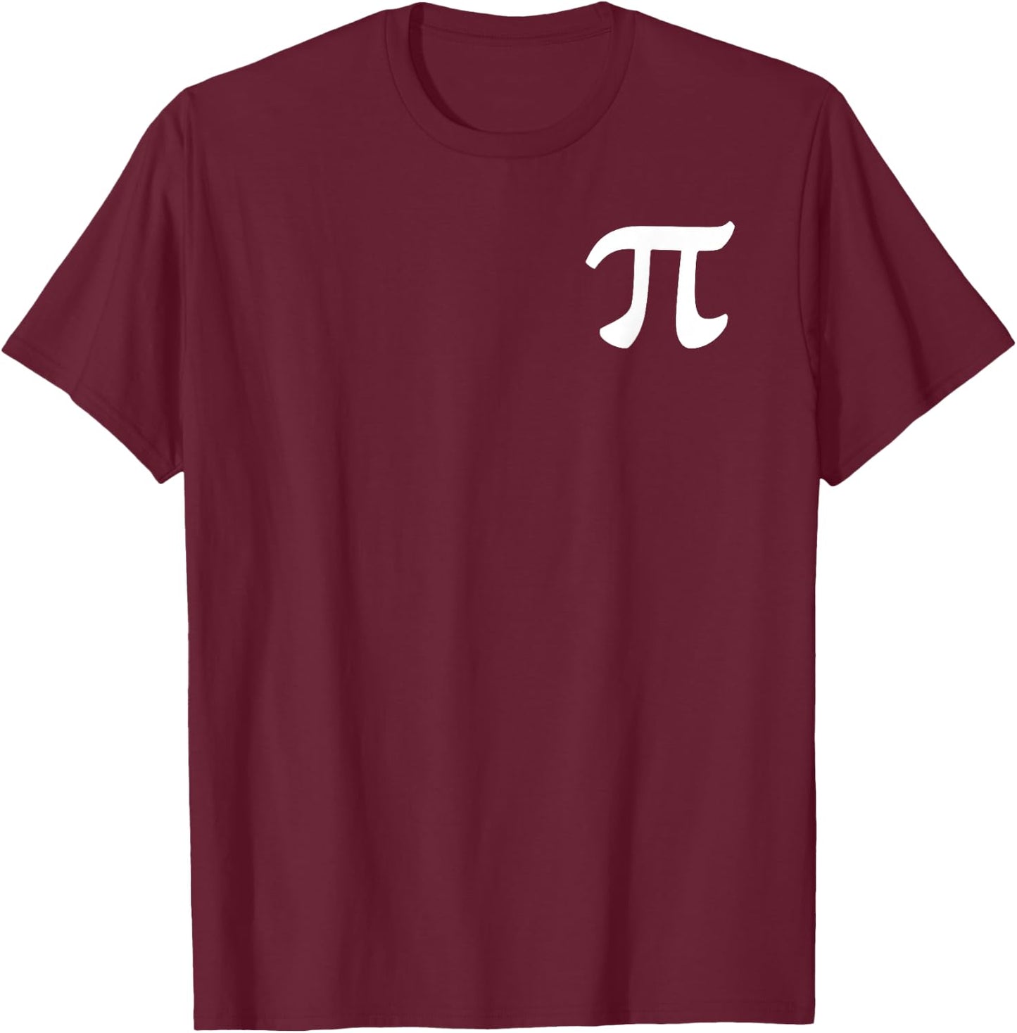 Pi Day Math Pi Symbol and 3.14 Numbers on the Back T-Shirt - T-Shirt | Maroon