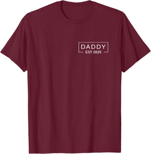 Daddy Est. 2025 Logo Dadddy 2025 loading New Dad 2025 Dada T-Shirt - T-Shirt | Maroon