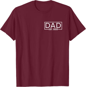 Father's Day Dad Est 2020 Logo Expect Pregnancy Announcement T-Shirt - T-Shirt | Maroon