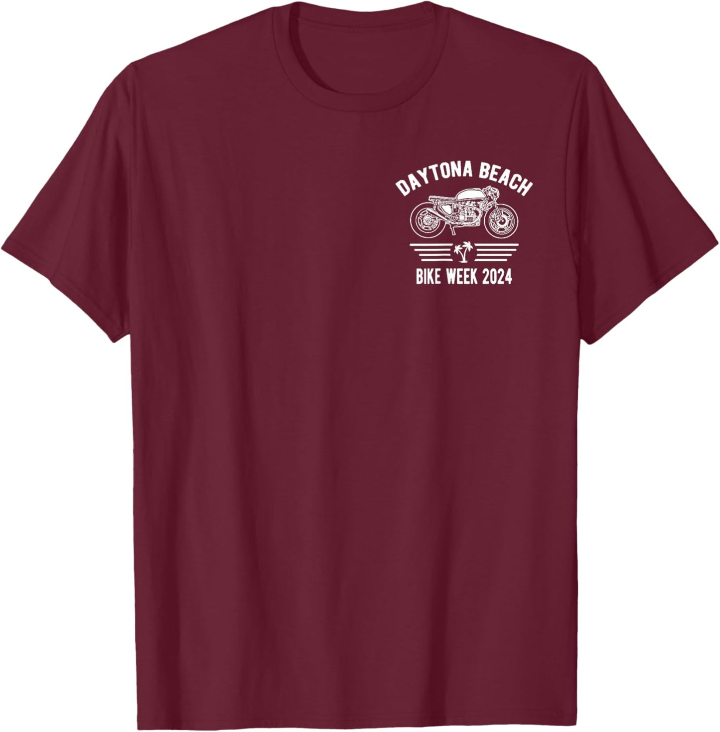 Daytona Beach Bike Week 2024 Retro Motorcycle Design T-Shirt - T-Shirt | Maroon