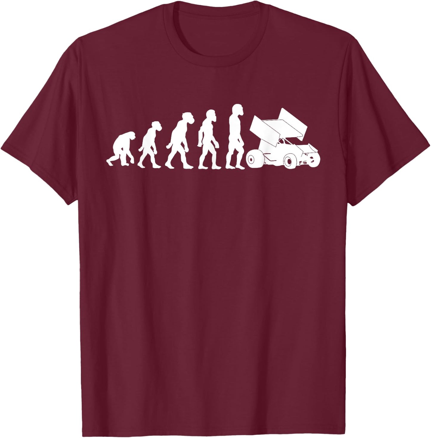 Funny Human Sprint Car Racing Evolution Dirt Track Racer T-Shirt - T-Shirt | Maroon