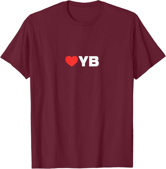 LOVE (heart) YB - Loved By People Whose Favorite is YB T-Shirt - T-Shirt | Maroon