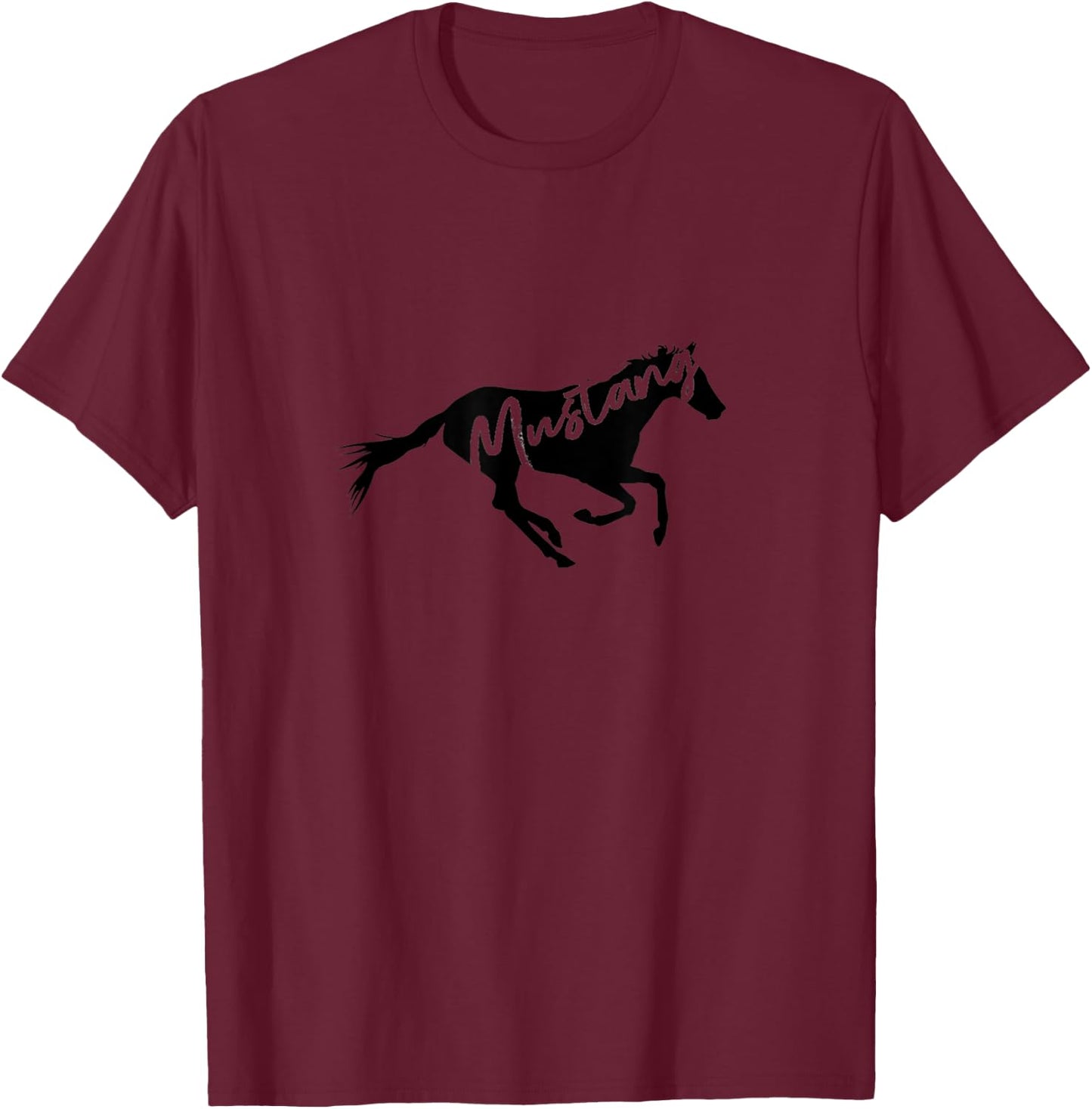 Running Mustang Wild Horse Breed Lover Silhouette Gift T-Shirt - T-Shirt | Maroon