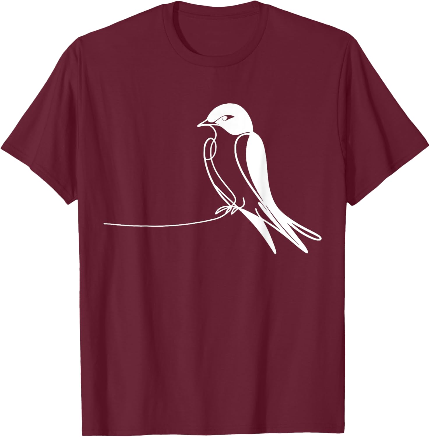 Line Art Bird & Ornithologist Purple Martin T-Shirt - T-Shirt | Maroon