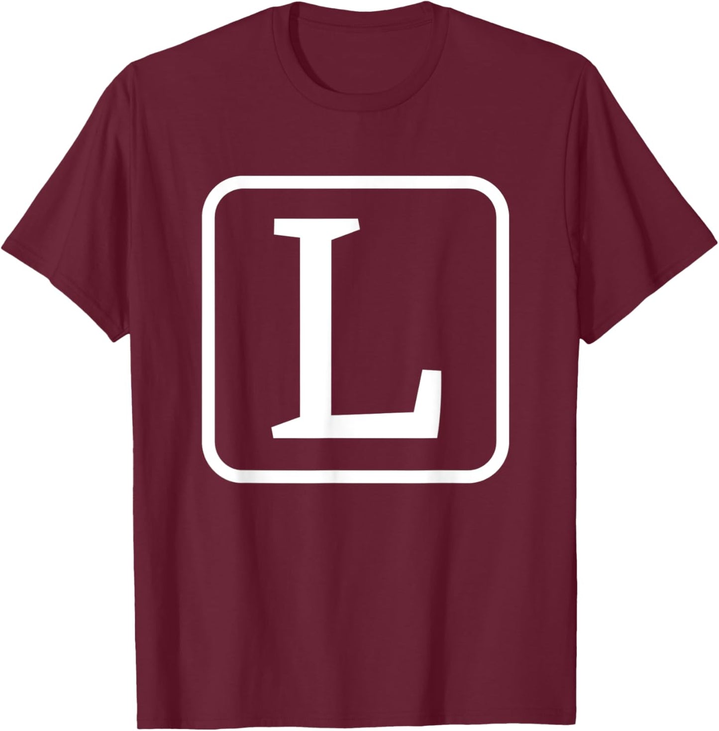 Monogram Capital Letter L Initial Alphabet Women Men Kids T-Shirt - T-Shirt | Maroon