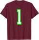 Sports Team Jersey 1 White Lime Jersey Number T-Shirt - T-Shirt | Maroon