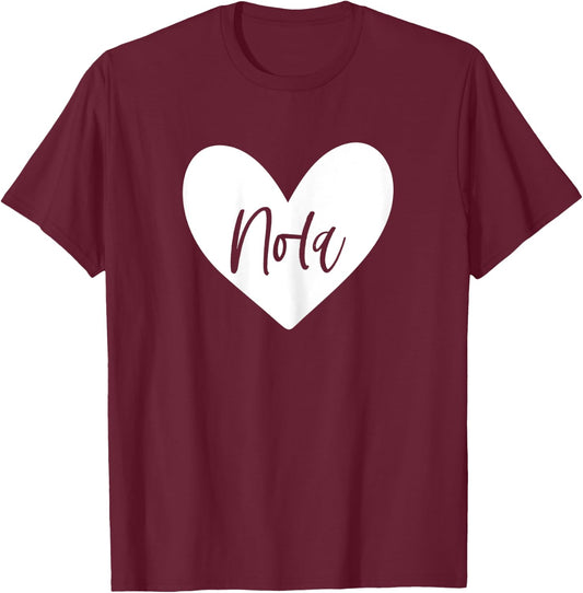 Nola Pink Name Heart Love Woman Girl Friend Personalized T-Shirt - T-Shirt | Maroon