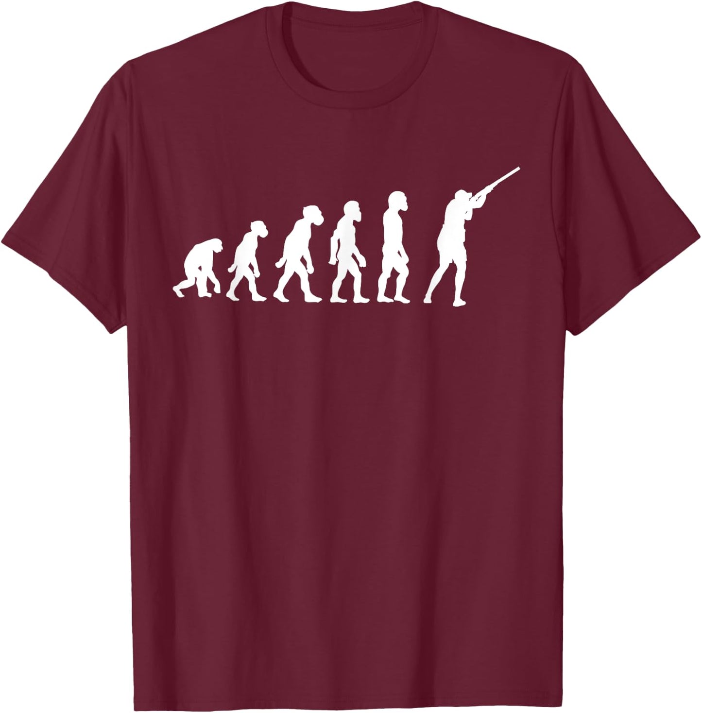 Funny Human Skeet Shooting Player Evolution Clay Shooter T-Shirt - T-Shirt | Maroon