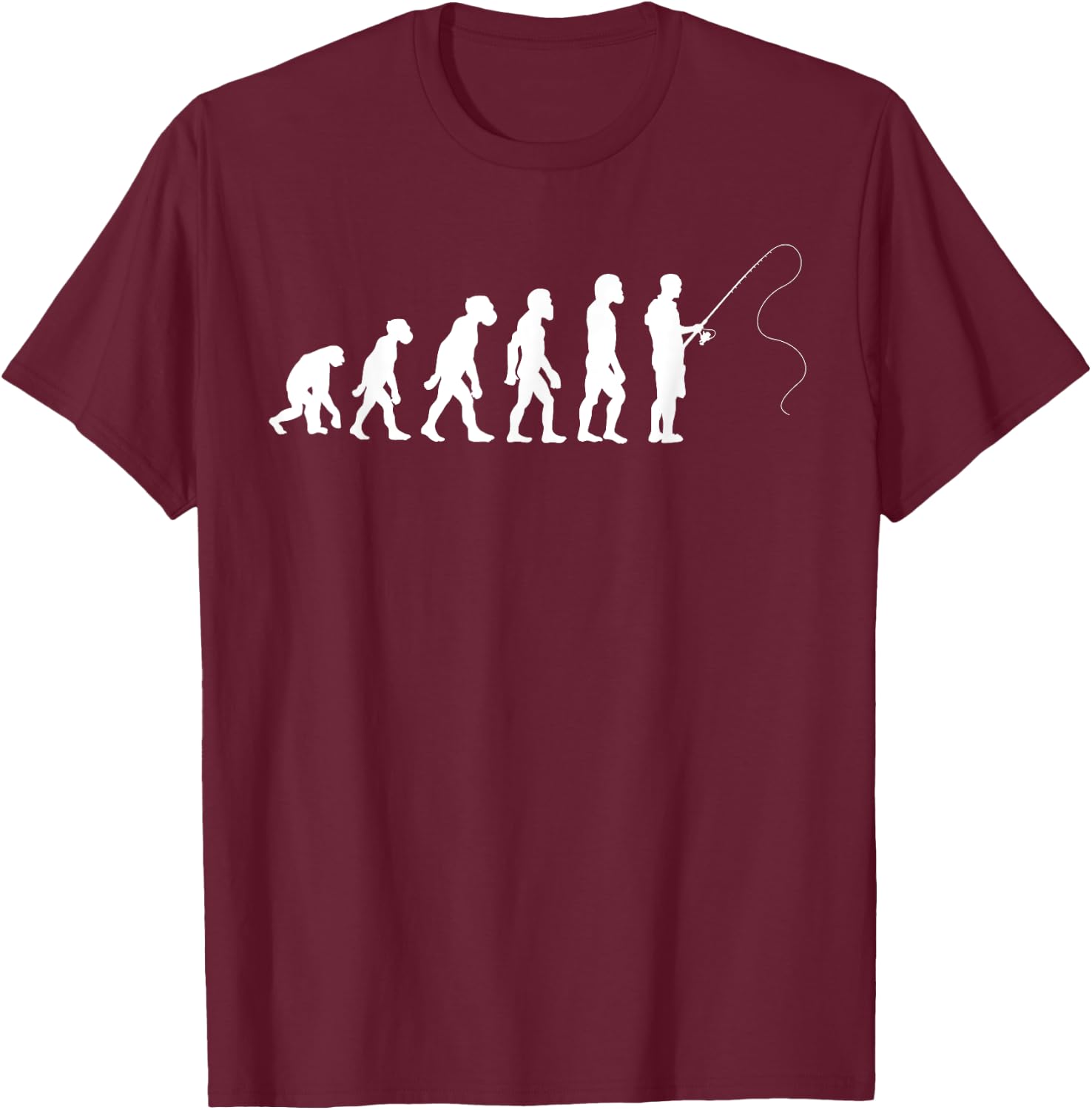 Funny Human Fishing Evolution Bass Fly Fish Catch T-Shirt - T-Shirt | Maroon