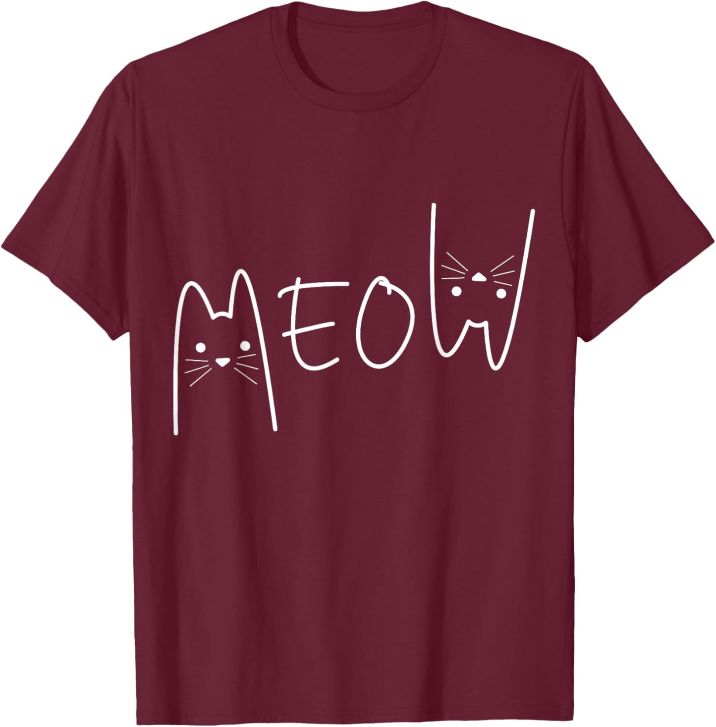 Meow Cat Shirt Meow Kitty Funny Cats Mom And Cat Dad T-Shirt - T-Shirt | Maroon