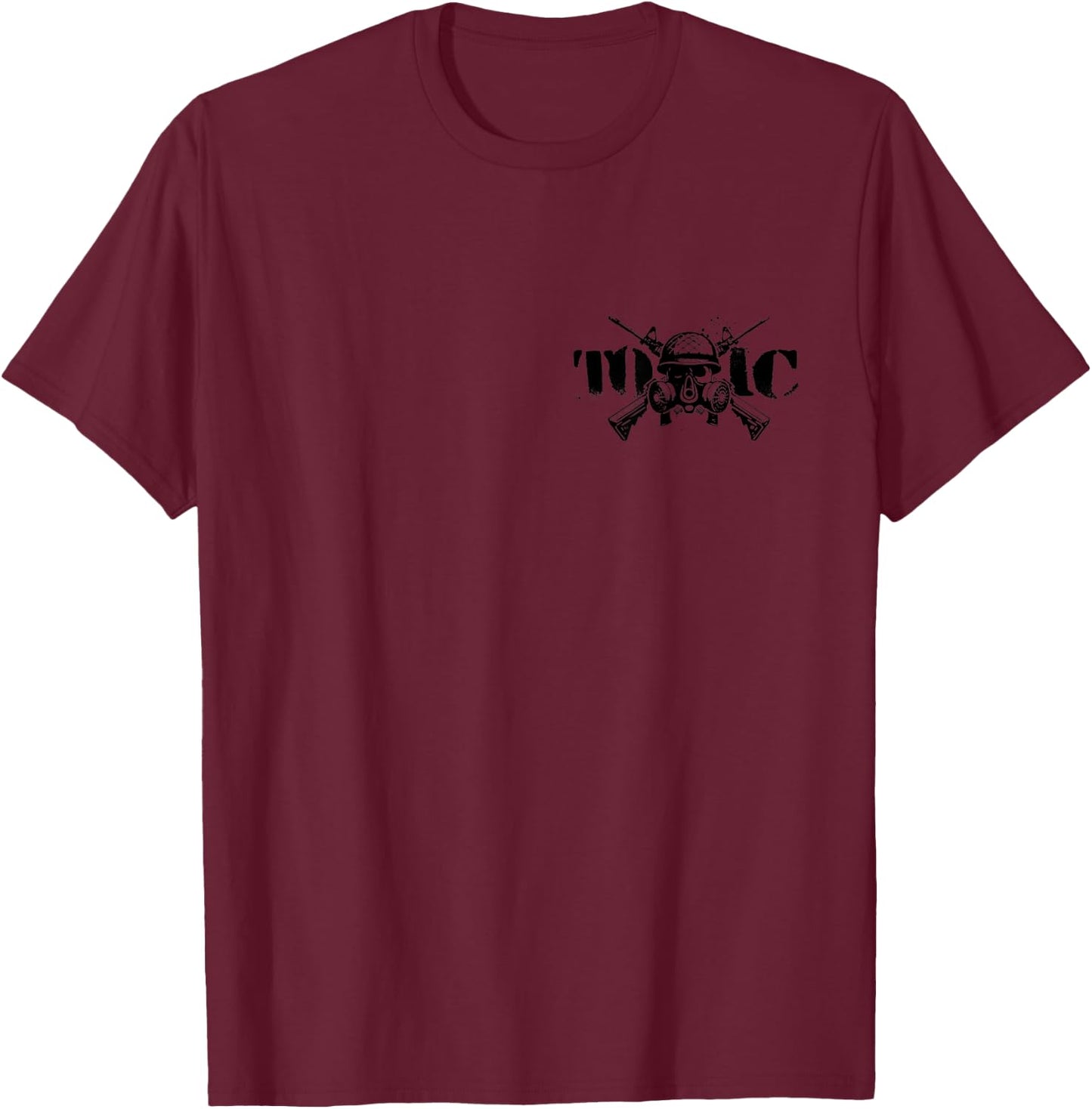 Toxic Crossed Rifles Army Helmet Skull Gas Mask T-Shirt - T-Shirt | Maroon