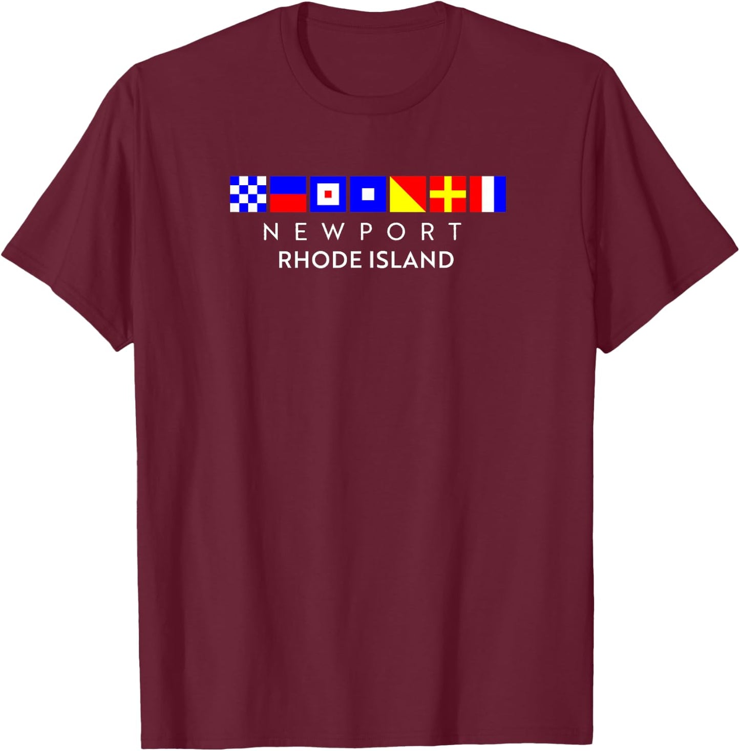 Nautical Flag Alphabet Gift - Newport Rhode Island T-Shirt - T-Shirt | Maroon