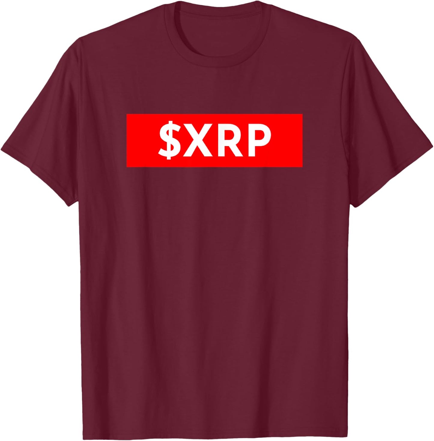 XRP $XRP Crypto Cryptocurrency Simple Text Grunge Ticker T-Shirt - T-Shirt | Maroon
