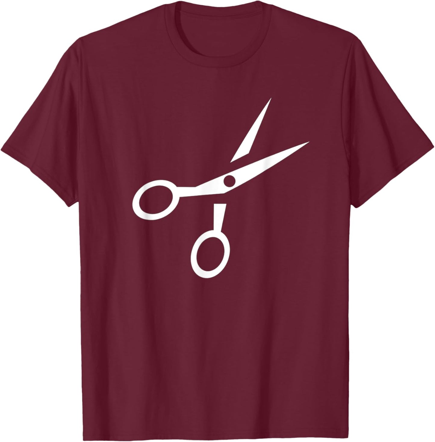 Barber Scissors Silhouette Logo T-Shirt - T-Shirt | Maroon