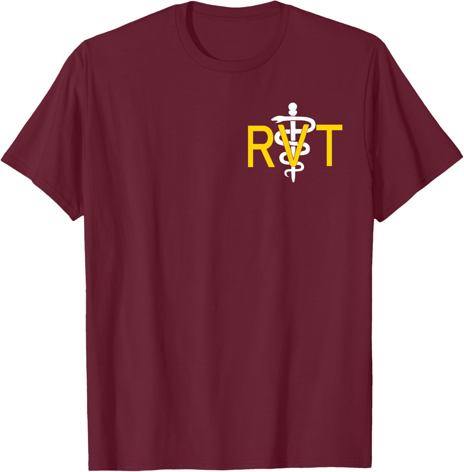 Registered Veterinary Technician RVT Caduceus Logo Graphic T-Shirt - T-Shirt | Maroon