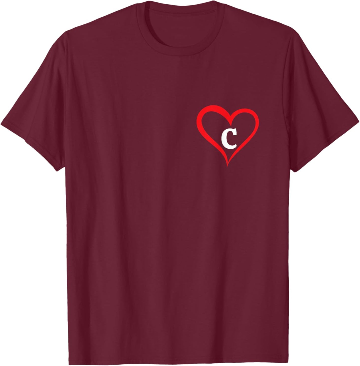 Herz mit Buchstabe C T-Shirt - T-Shirt | Maroon