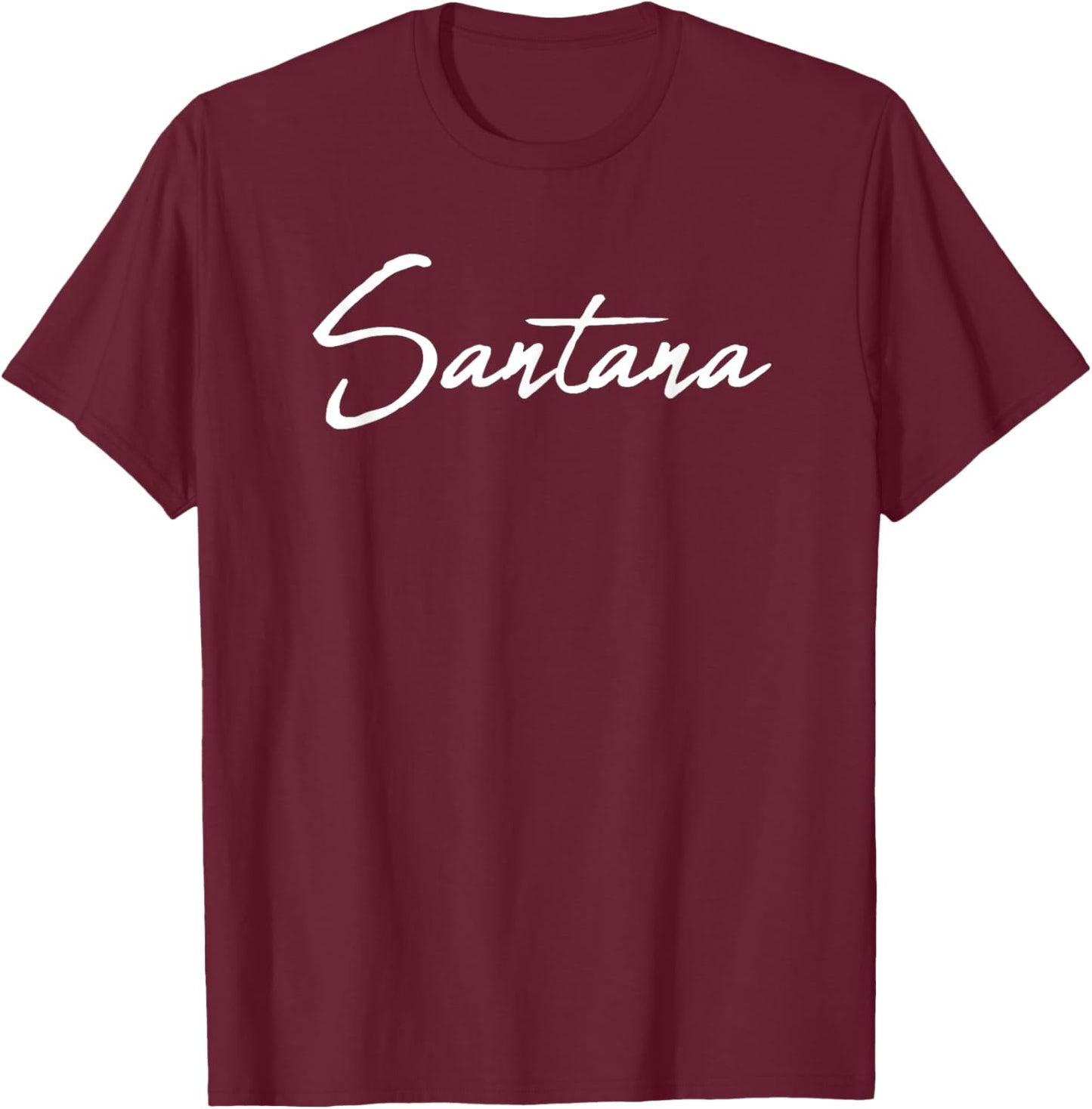 Beautiful Handwritten Font Santana Calligraphy T-Shirt - T-Shirt | Maroon