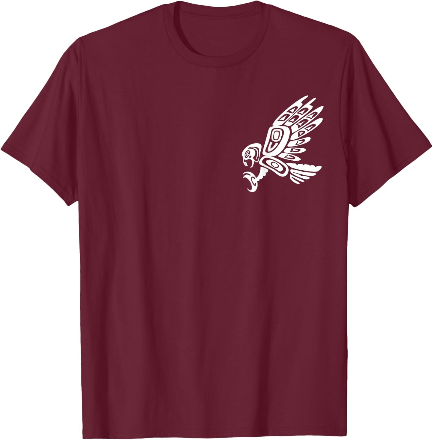 Falcon Abstract Haida Art Pacific Northwest Coast Bird T-Shirt - T-Shirt | Maroon
