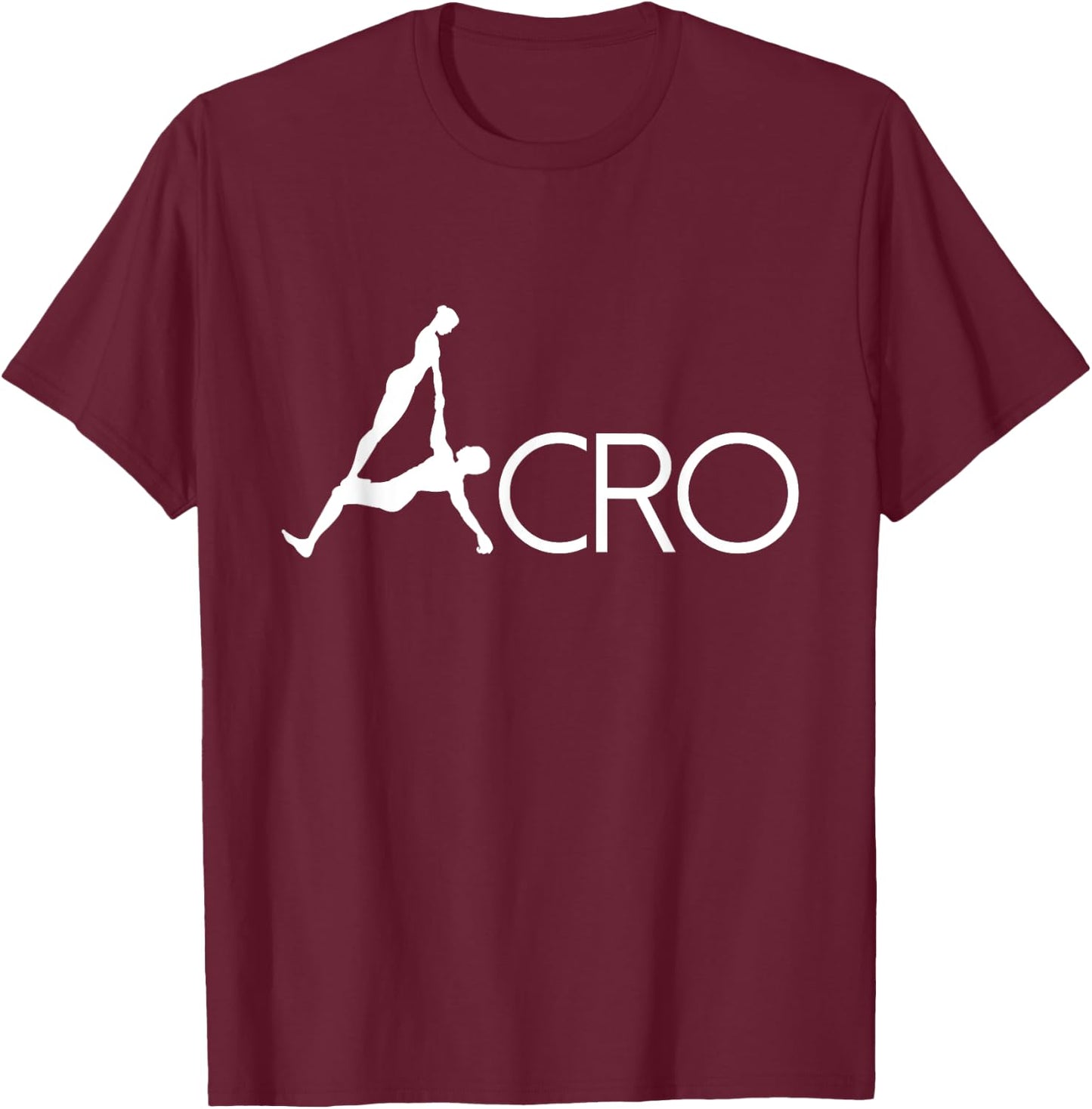 BoredKoalas Yoga Acro Dance Art White Outline Acrobat Gymnast Yoga Lover Gift T-Shirt - T-Shirt | Maroon